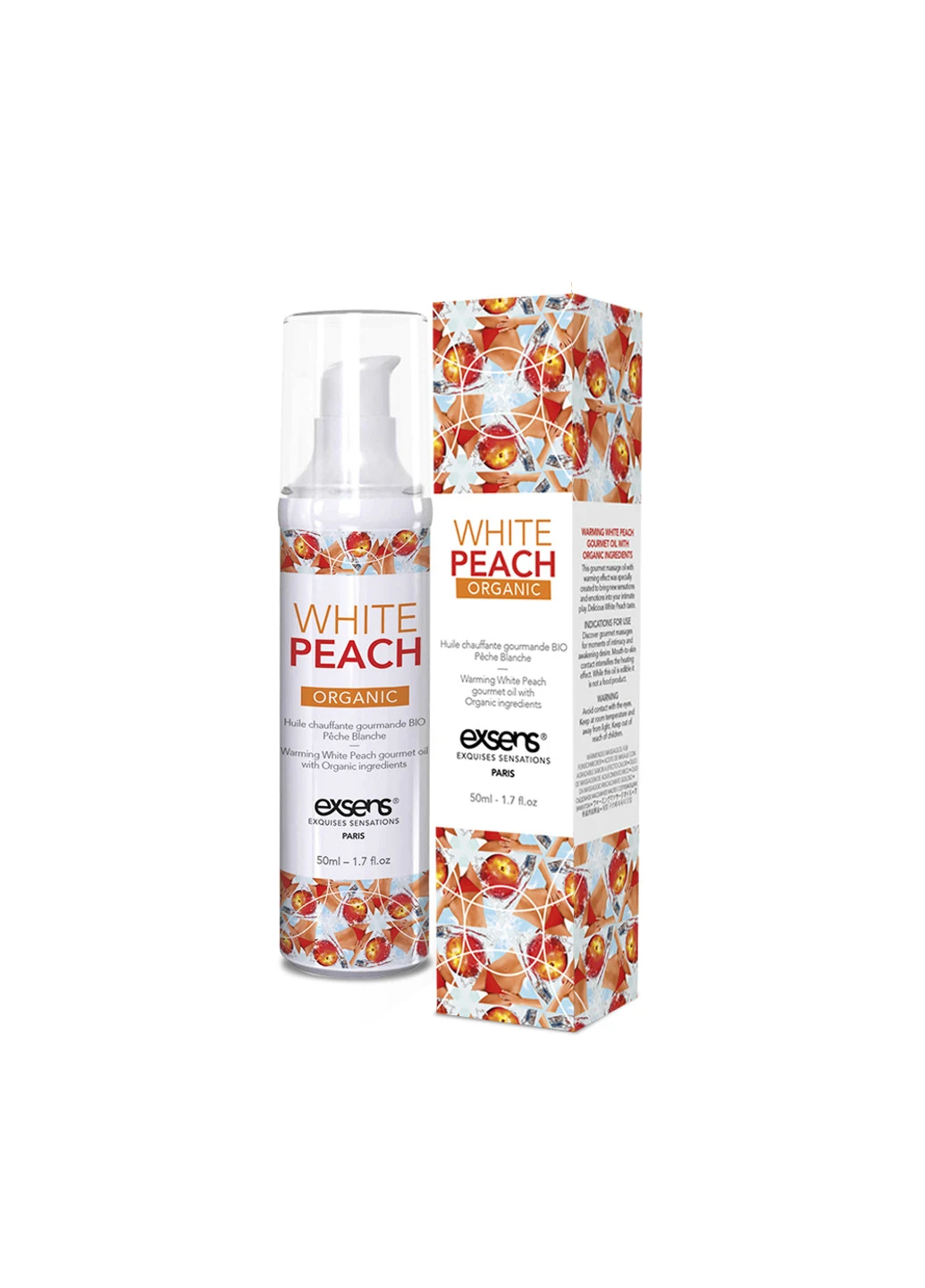 Масажне масло Organic White Peach 50мл розігріває Exsens (252156172)