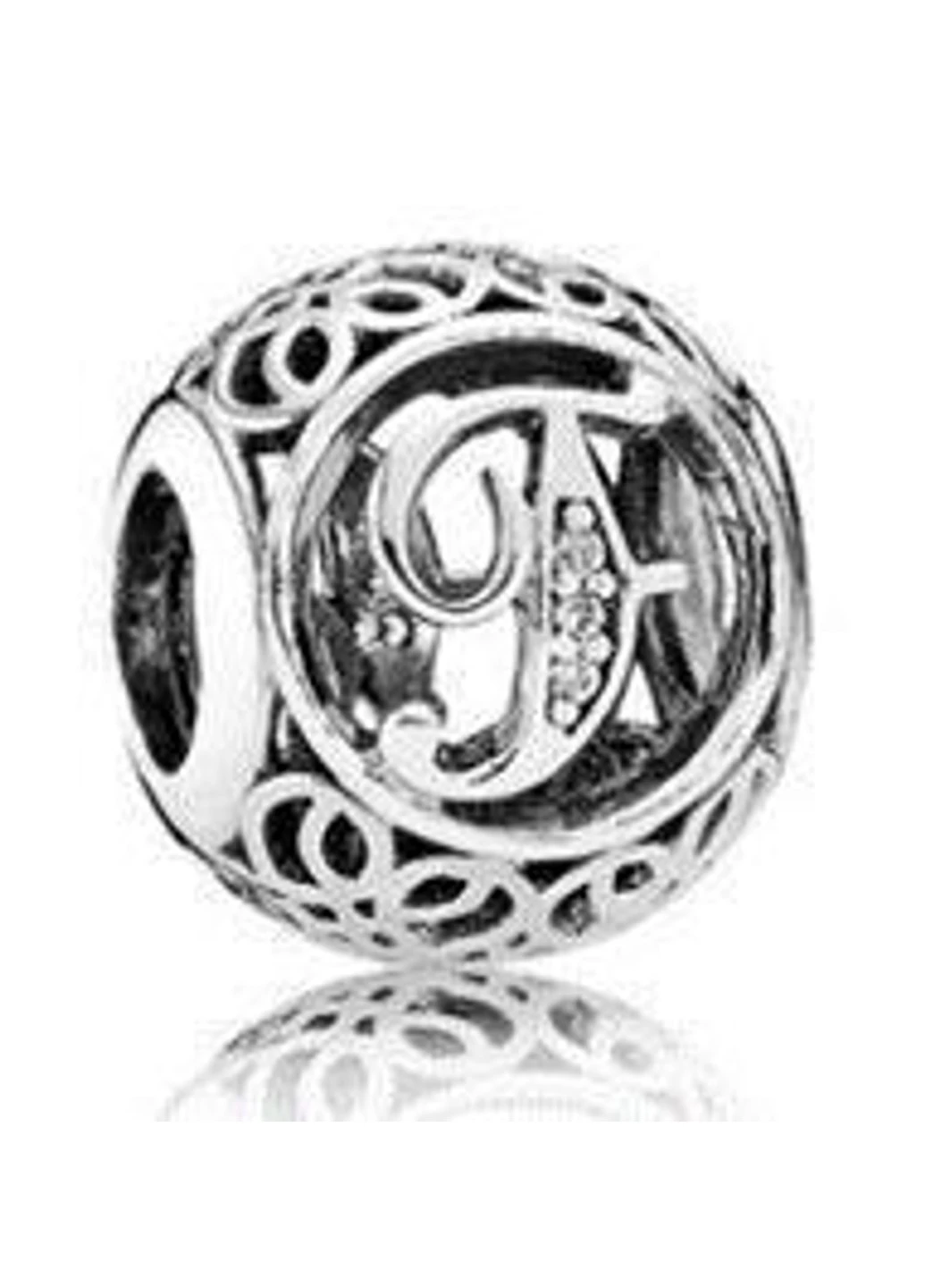Срібна намистина для браслета Пандора "Буква F" 791850CZ No Brand (252432508)