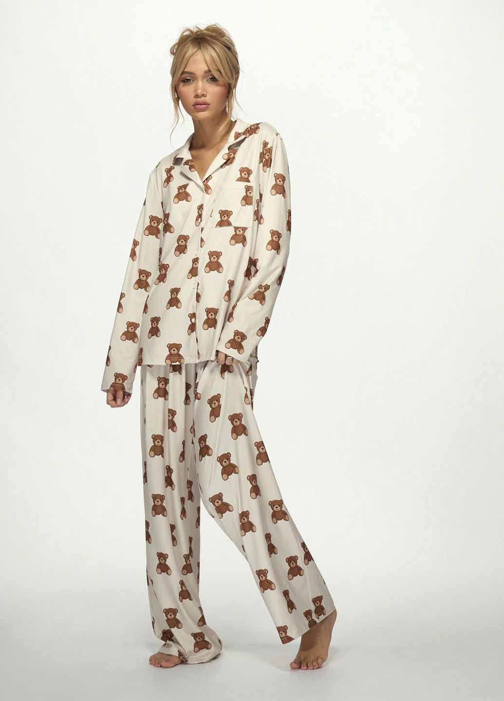 Молочна всесезон піжама (сорочка, штани) сорочка + брюки SHEIN