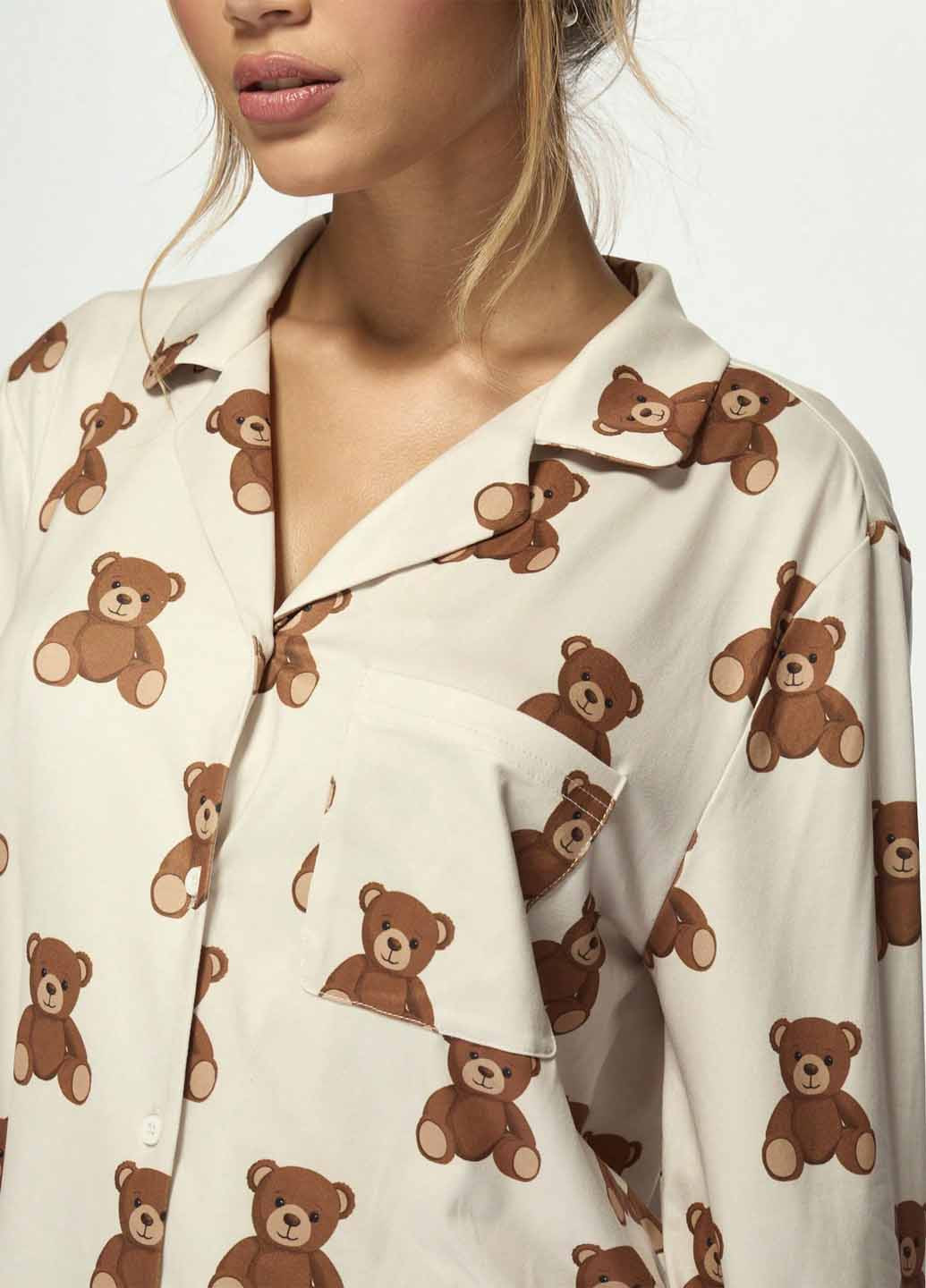 Молочна всесезон піжама (сорочка, штани) сорочка + брюки SHEIN