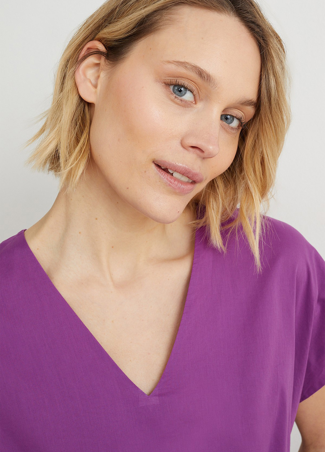 Фиолетовое кэжуал платье а-силуэт C&A однотонное