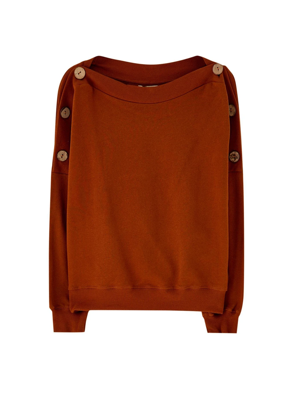 Коричневий світшот Pull & Bear однотонний гудзики (251912217)