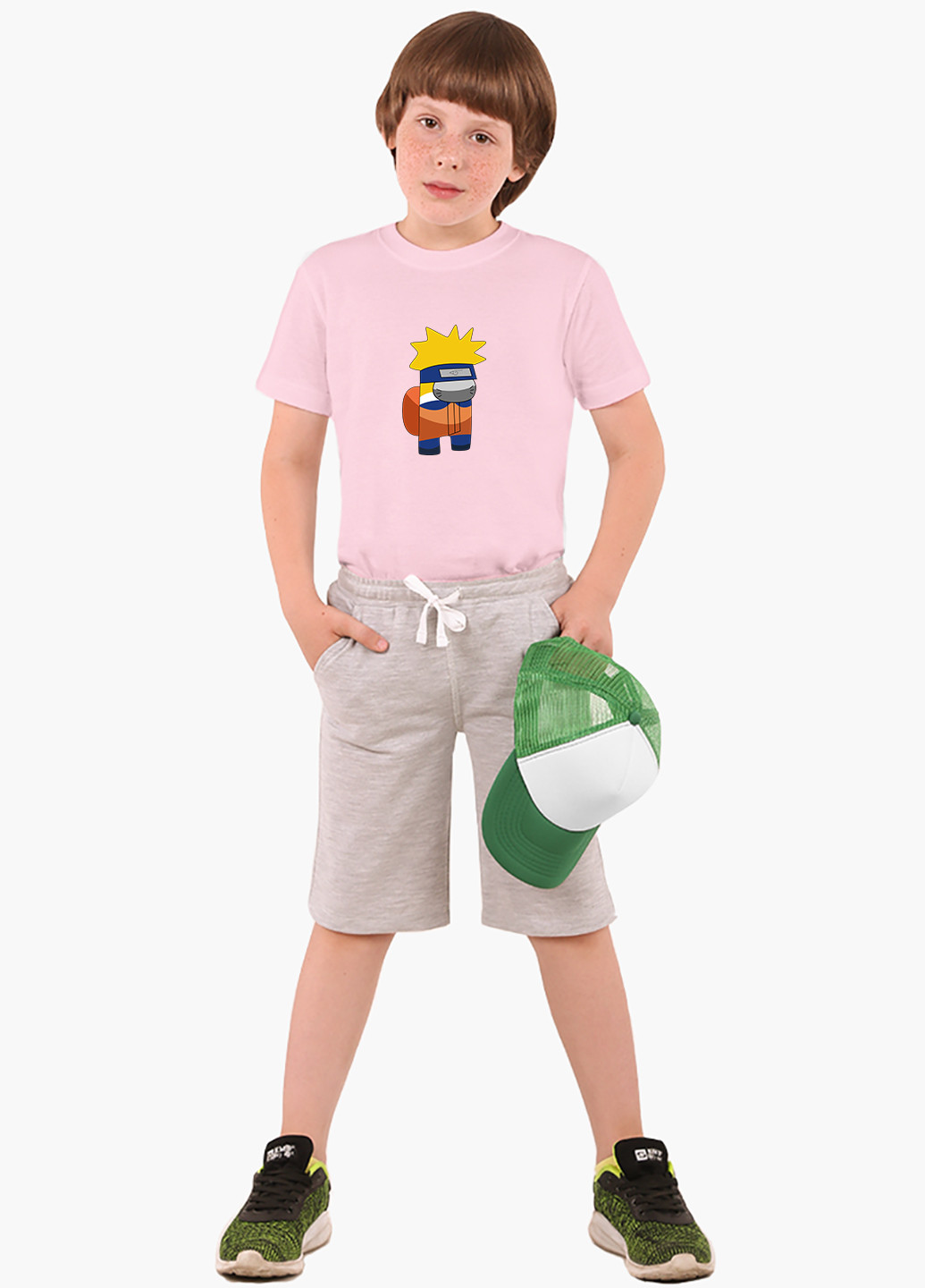 Рожева демісезонна футболка дитяча амонг ас наруто (naruto among us) (9224-2424) MobiPrint