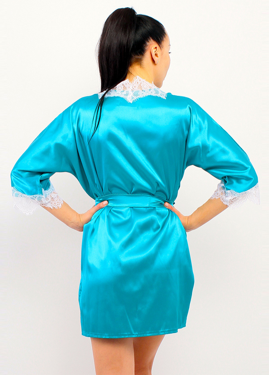 Светло-бирюзовый демисезонный комплект (ночная рубашка, халат) Ghazel