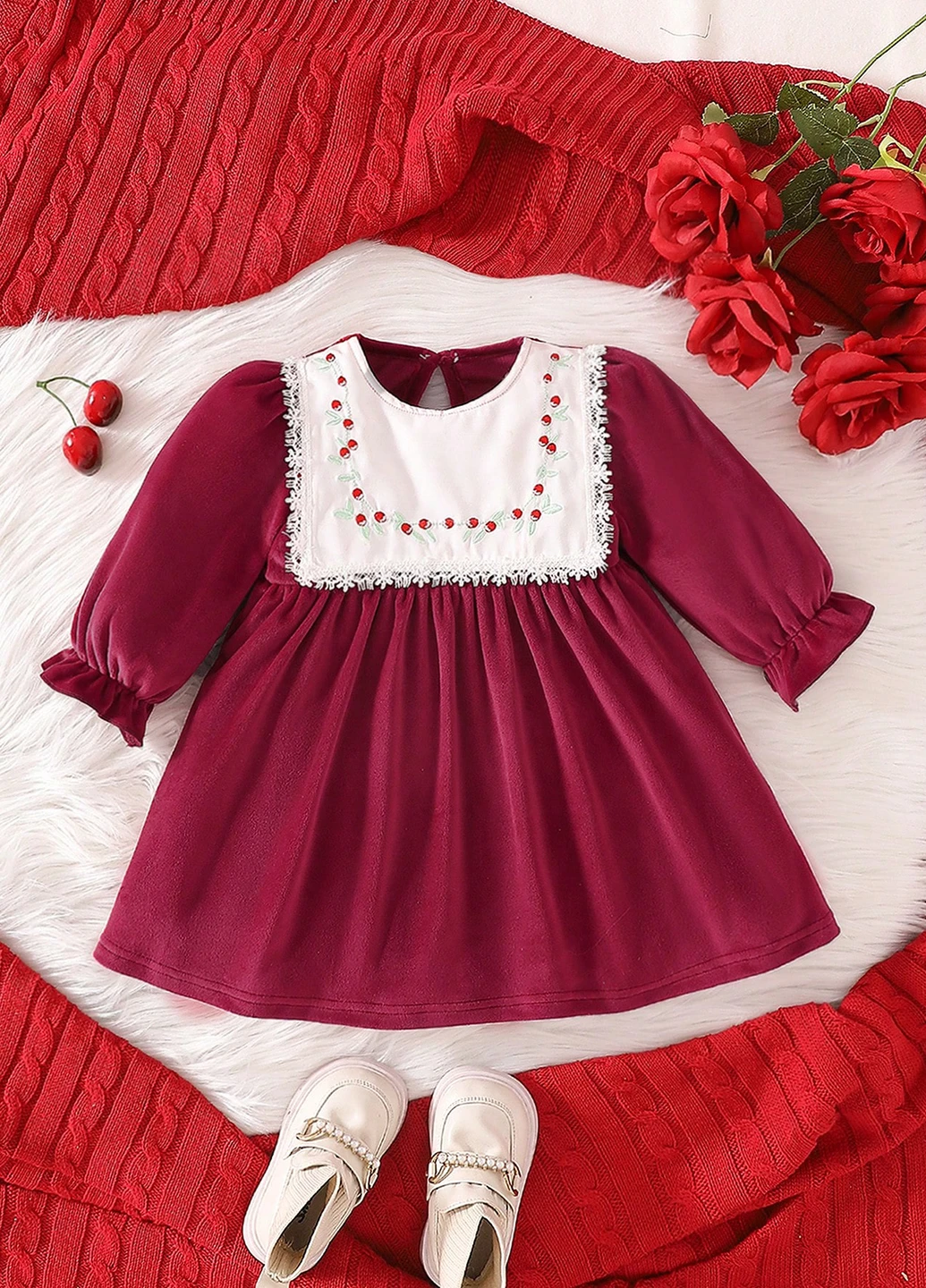 Бордовое платье SHEIN (331624240)