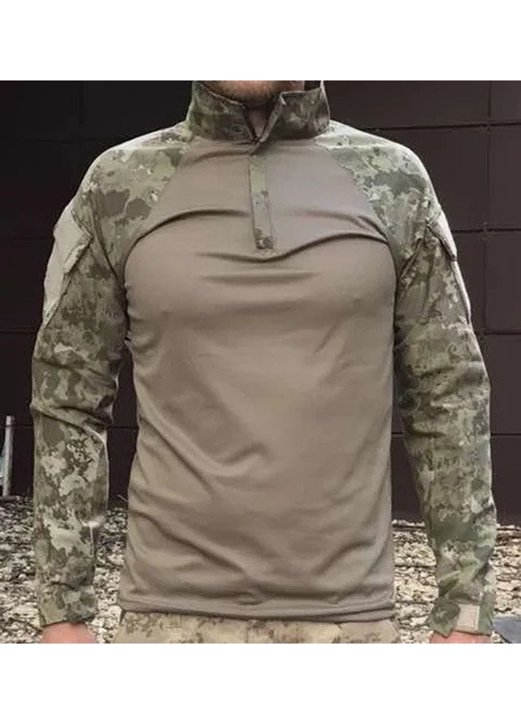 Оливковковая (хаки) кэжуал рубашка No Brand