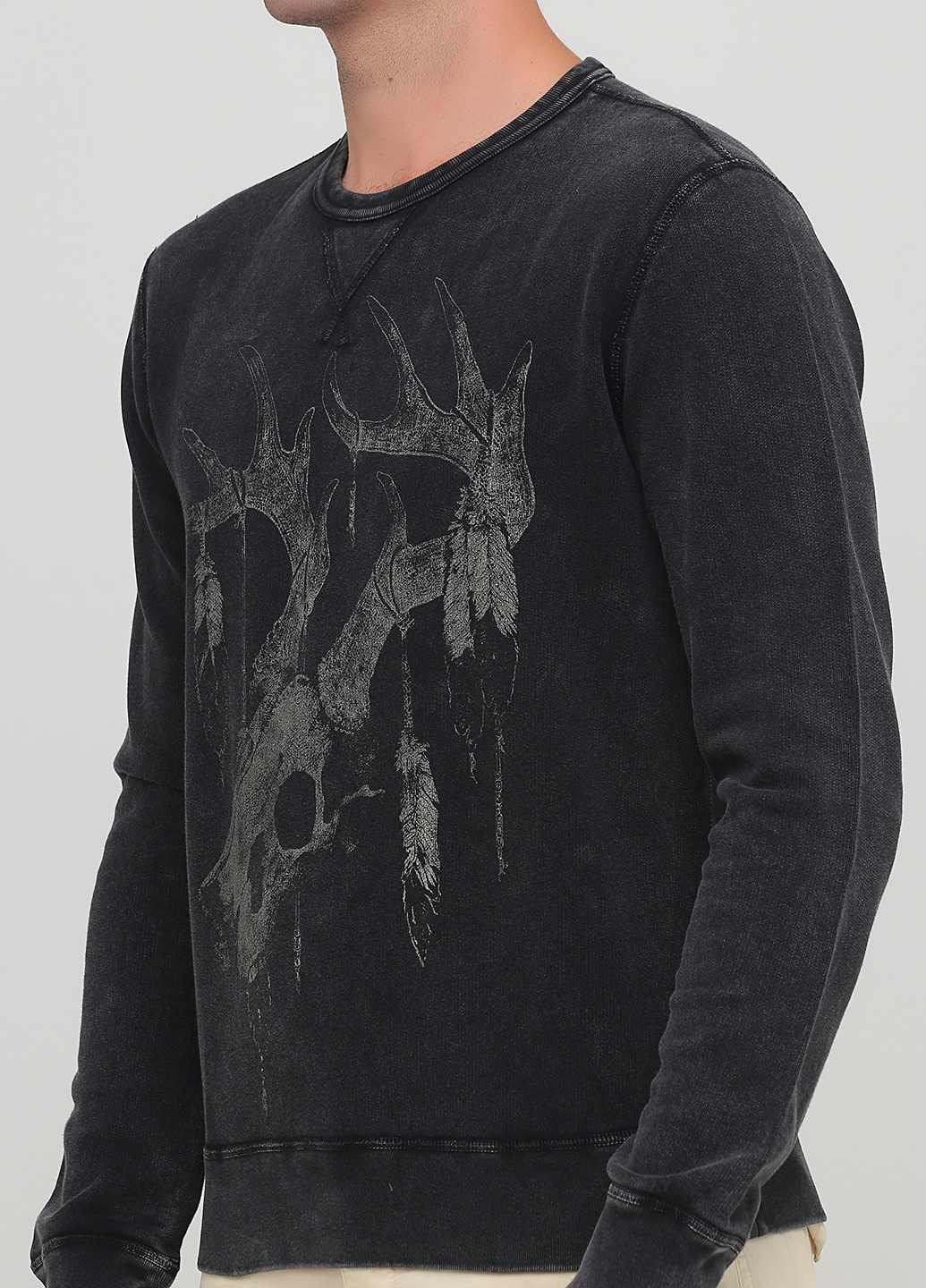 Свитшот Ralph Lauren - Прямой крой рисунок темно-серый кэжуал трикотаж, хлопок - (253770293)