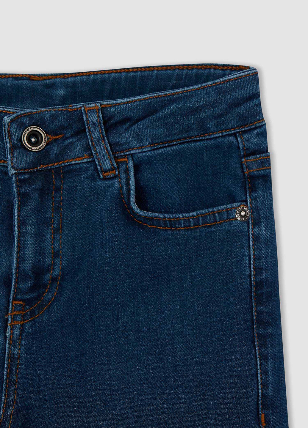 Джинси DeFacto завужені однотонні темно-сині джинсові бавовна