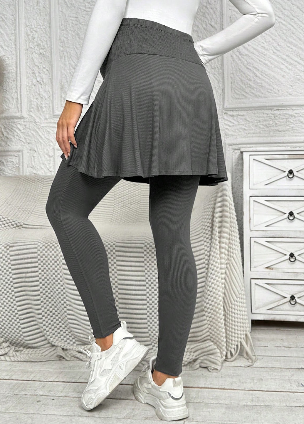 Темно-серые демисезонные леггинсы для беременных SHEIN