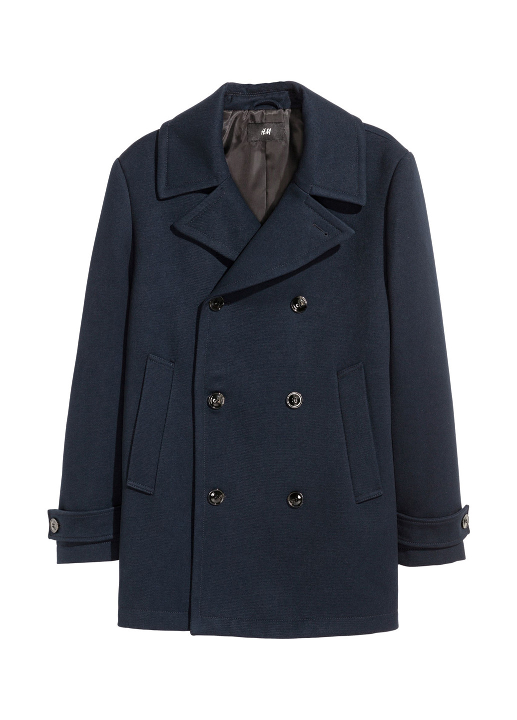 Темно-синее демисезонное Пальто двубортное H&M