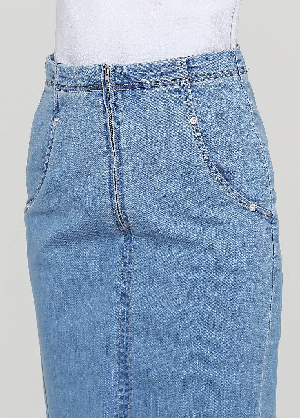 Голубая джинсовая однотонная юбка Heine карандаш