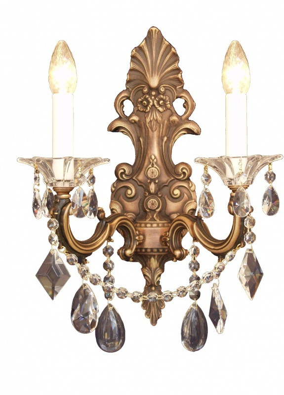 Бра настенное накладное хрустальное свеча барокко CR-602W/2CB Brille (253894200)