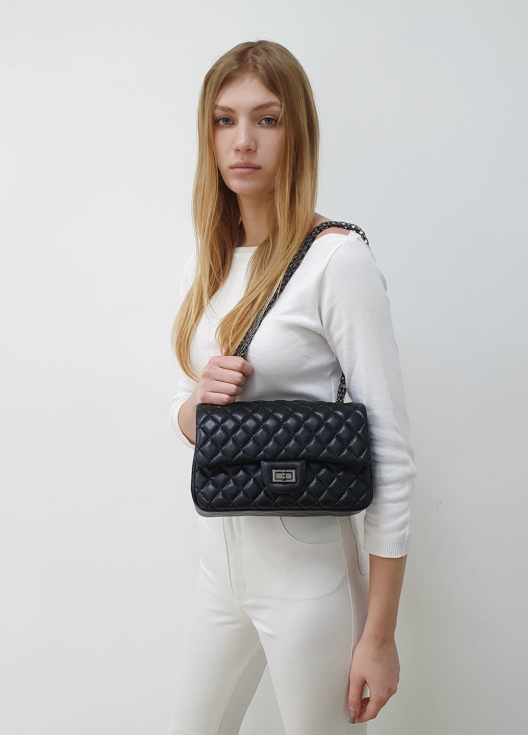 Стьобана сумка на ланцюжку чорна маленька шкіряна 1112 Fashion Сумка (226760518)