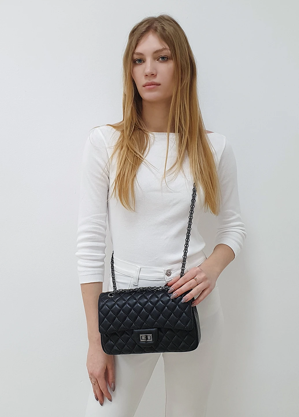 Стьобана сумка на ланцюжку чорна маленька шкіряна 1112 Fashion Сумка (226760518)