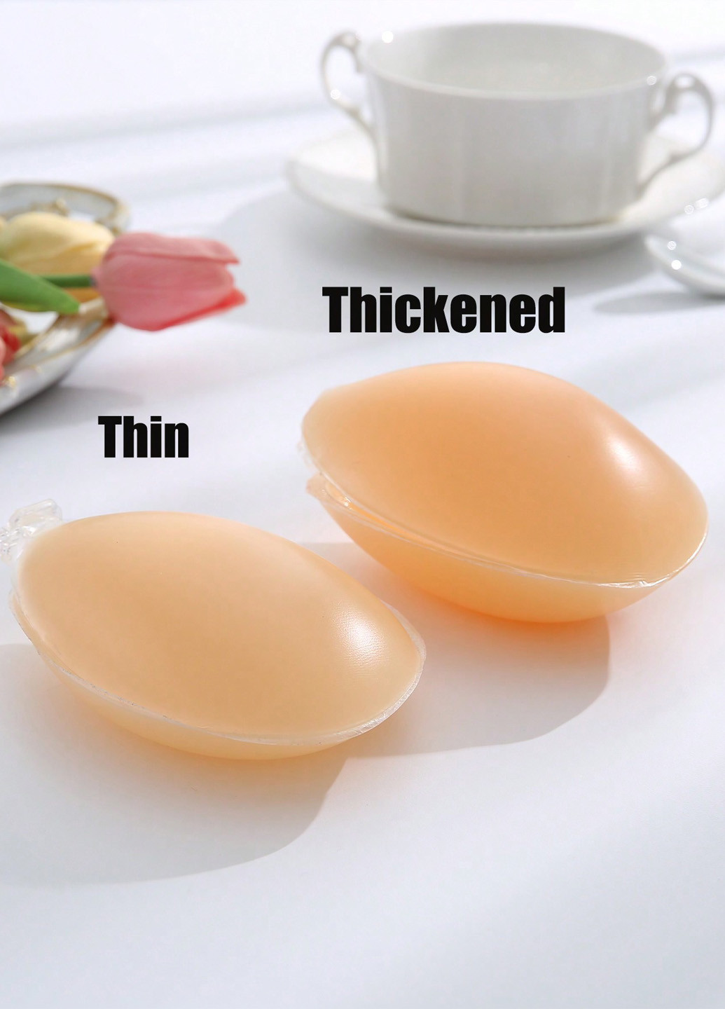 Кремовый невидимка бюстгальтер SHEIN без косточек силикон