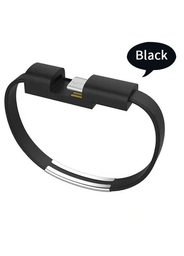 Кабель браслет силіконовий USB - Micro USB 0,22м чорний No Brand (249977028)