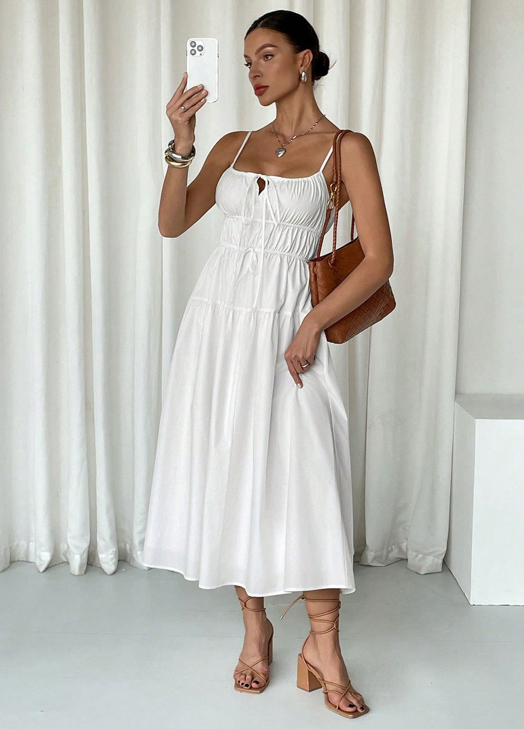 Білий кежуал сукня SHEIN однотонна