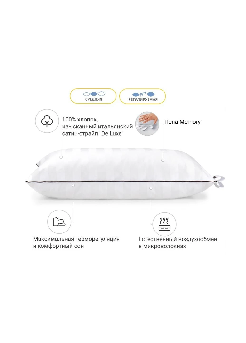 Подушка 1490 Royal Pearl Hand Made memory effekt Середня 50х50 см (2200003263527) No Brand (254010550)