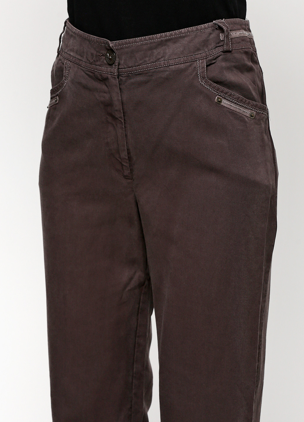 Темно-серые кэжуал демисезонные с высокой талией брюки C&A