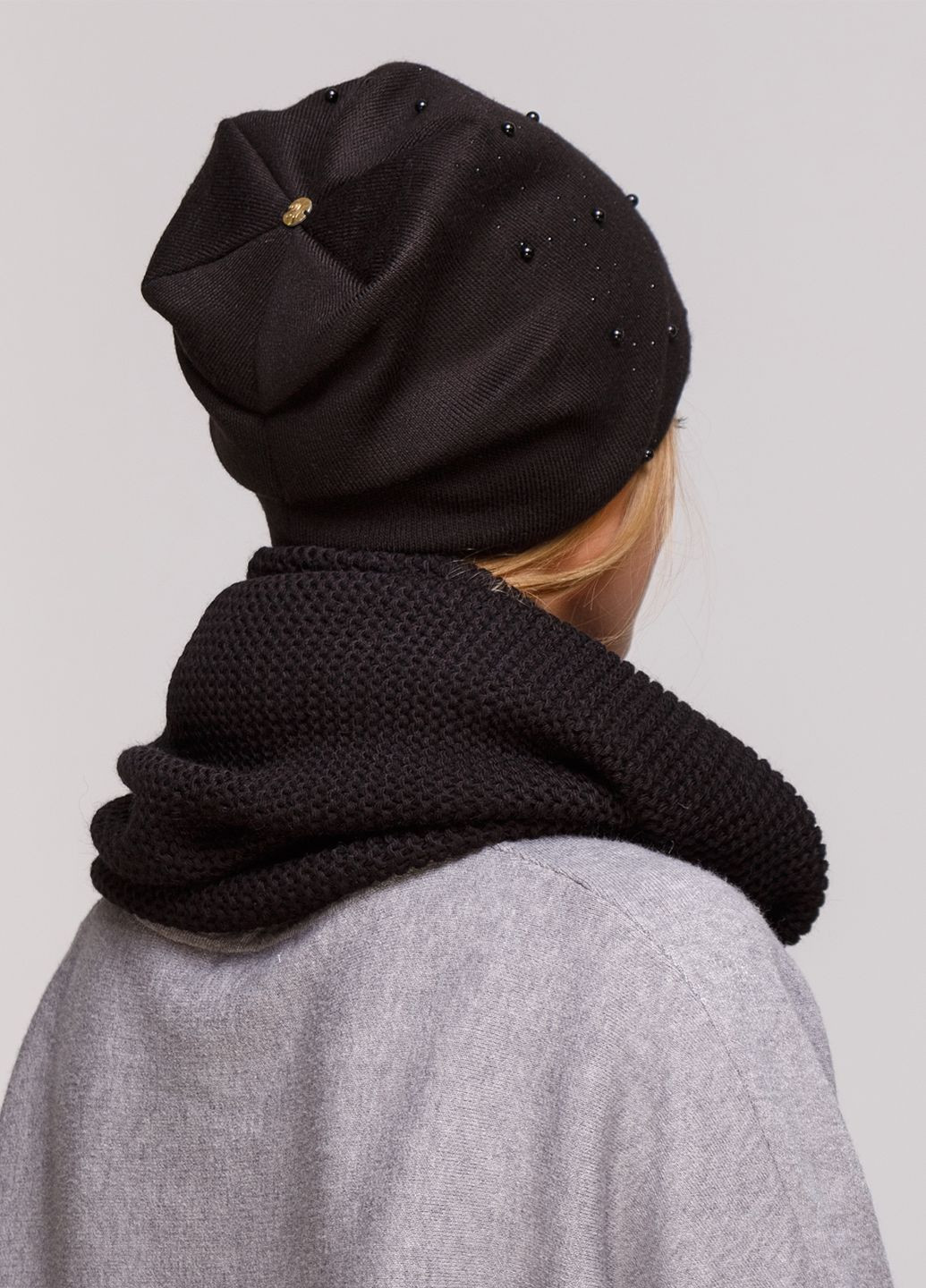 Теплый зимний комплект (шапка, шарф-снуд) на флисовой подкладке 660048 DeMari марс (239417927)