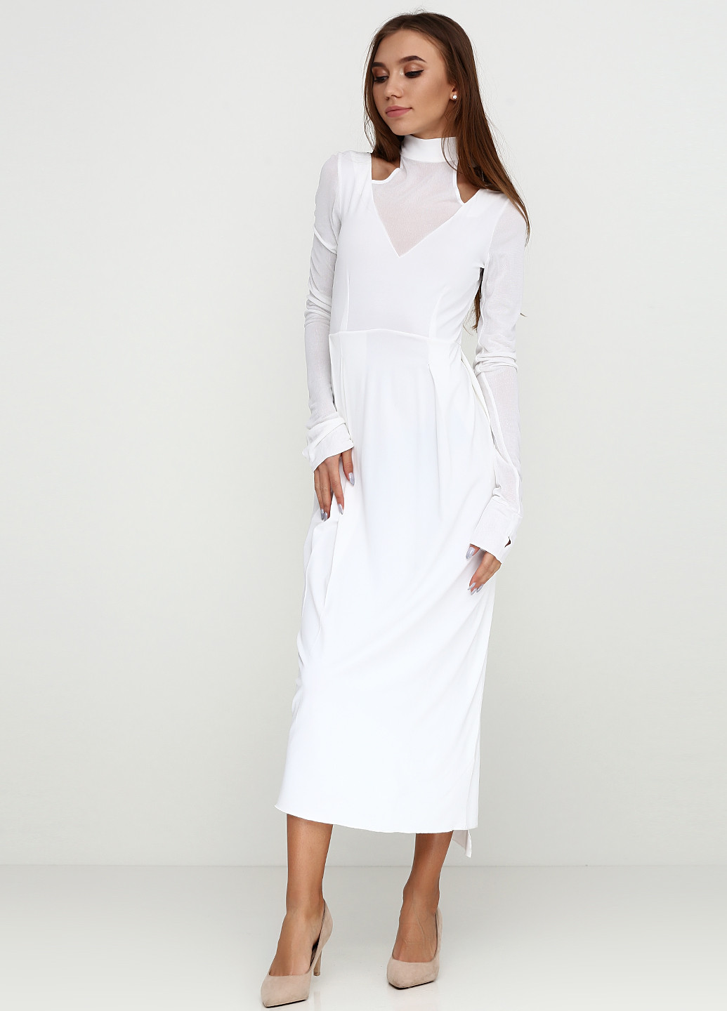 Белое кэжуал платье Oblique однотонное