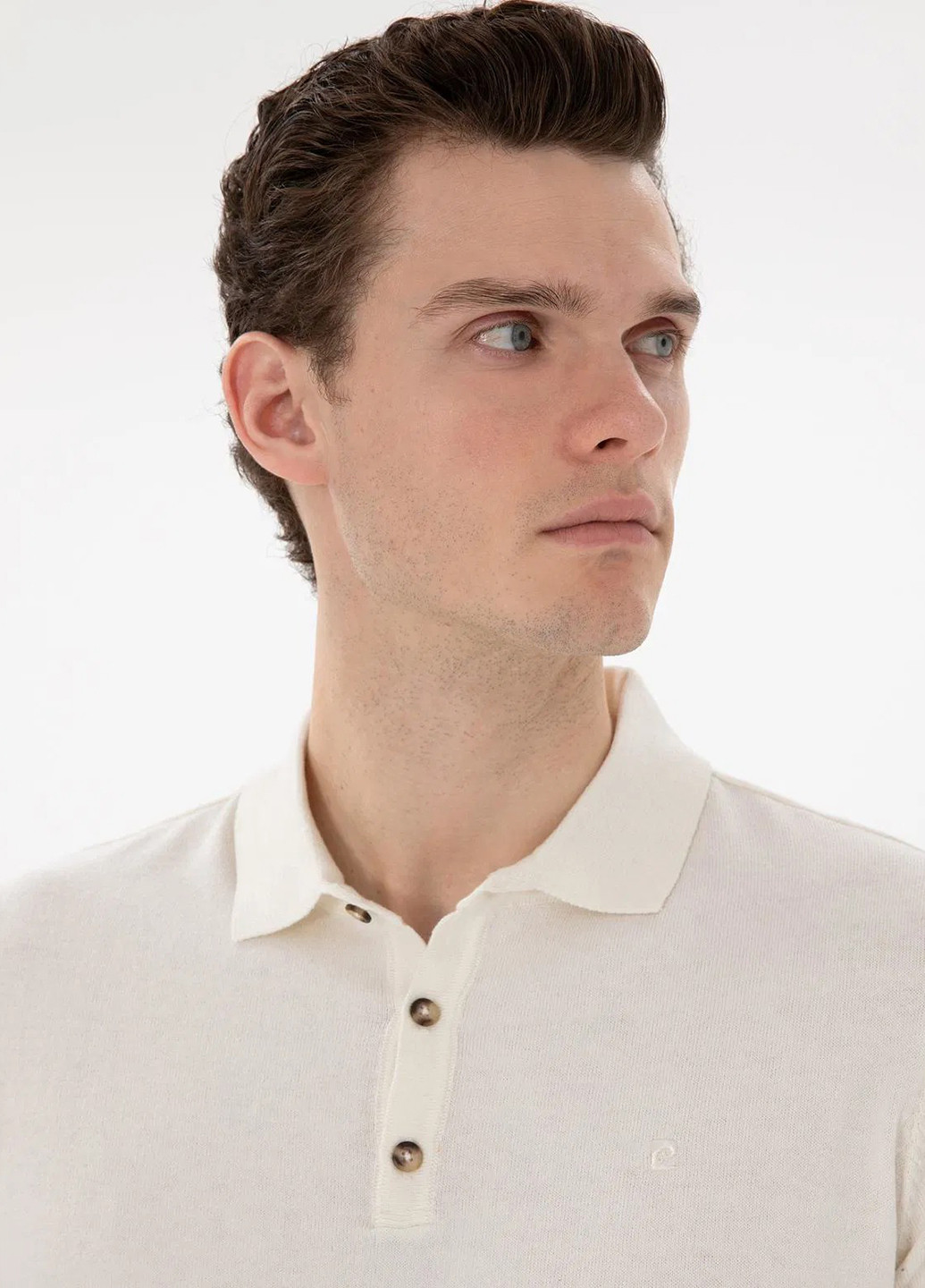 Кремовая футболка-поло для мужчин Pierre Cardin однотонная