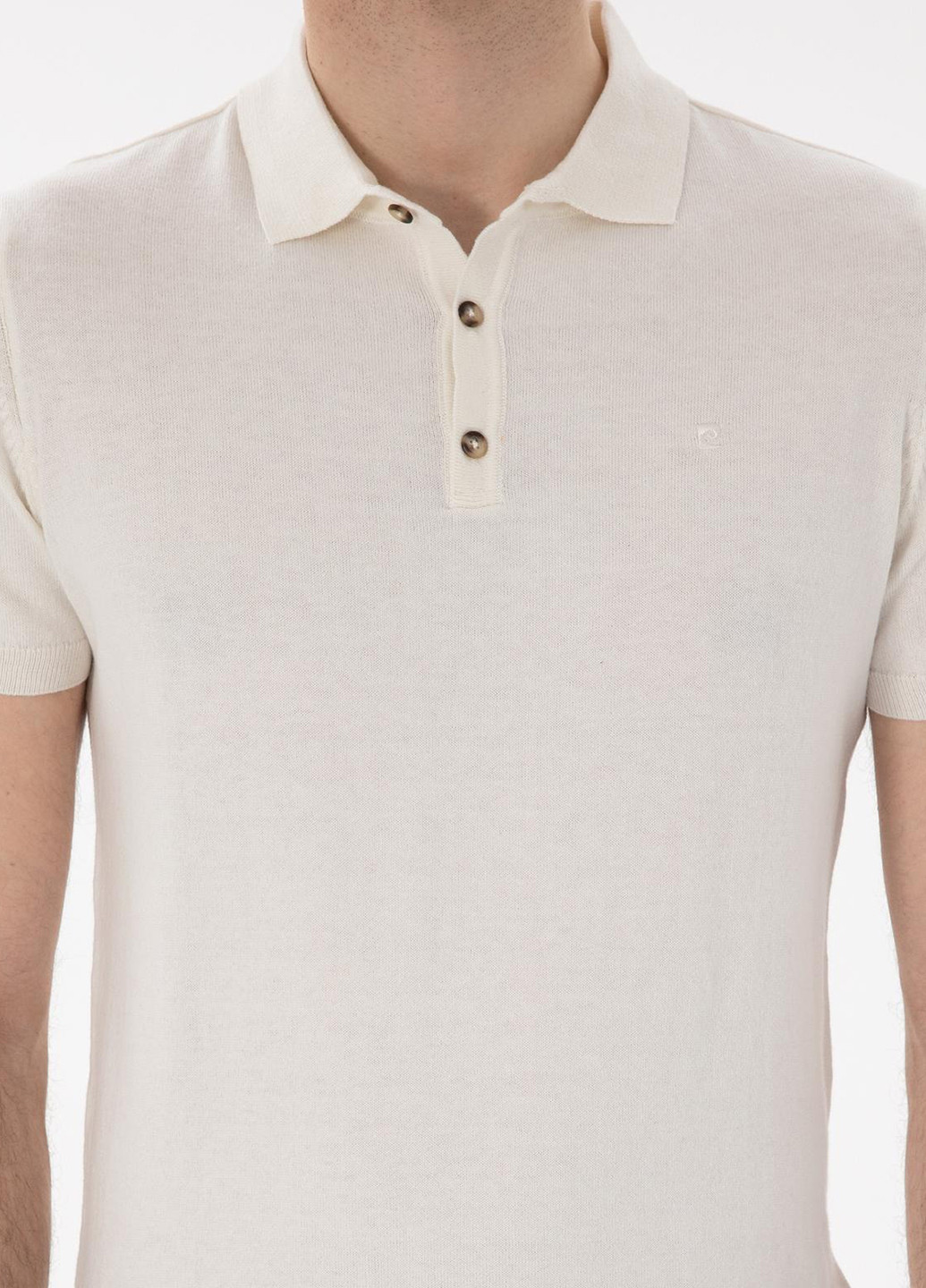Кремовая футболка-поло для мужчин Pierre Cardin однотонная