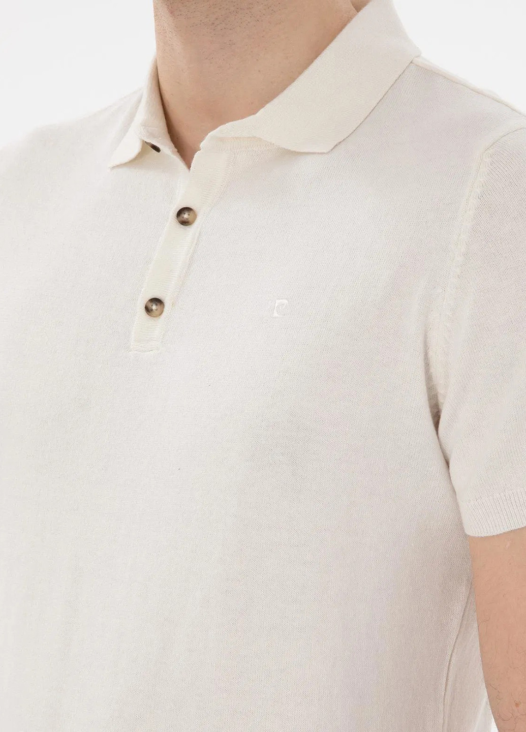 Кремовая футболка-поло для мужчин Pierre Cardin однотонная