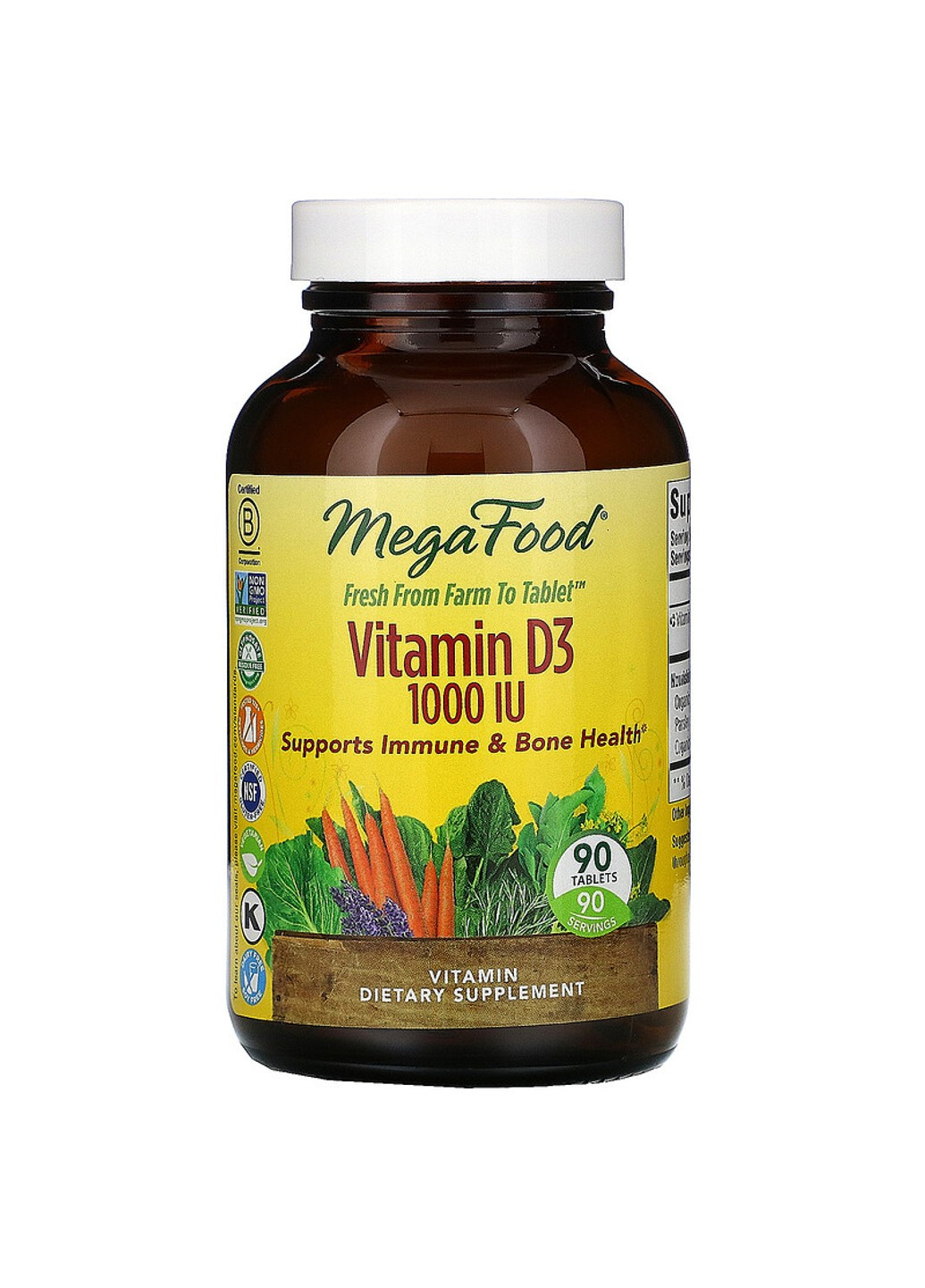 Вітамін D3 1000 IU, Vitamin D3,, 90 таблеток MegaFood (255409546)