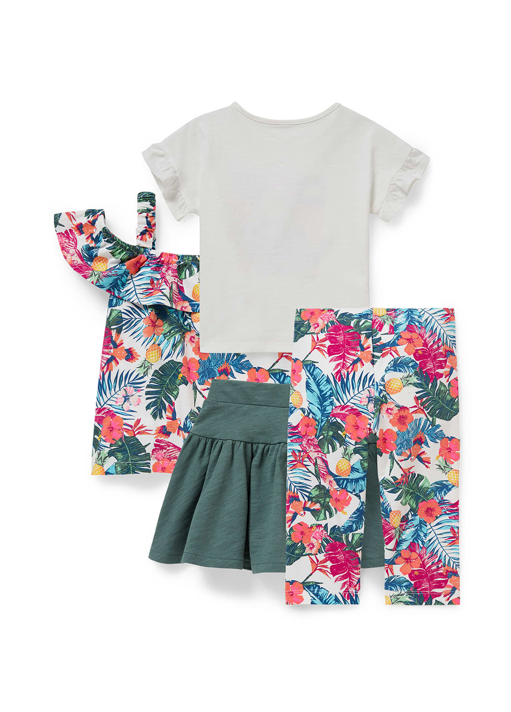 Комбинированный летний комплект (топ, футболка, юбка, бриджи) C&A