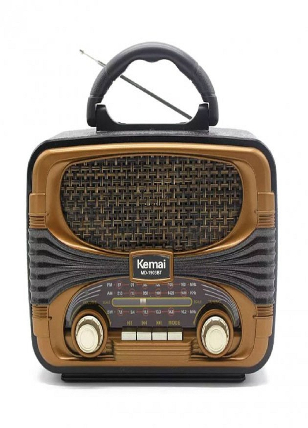 Ретро-радиоприемник Kemai MD-1903BT со встроенным аккумулятором и функцией Bluetooth Золотой No Brand (253934586)
