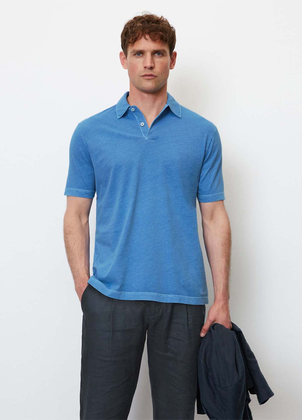Темно-голубой футболка-поло для мужчин Marc O'Polo меланжевая