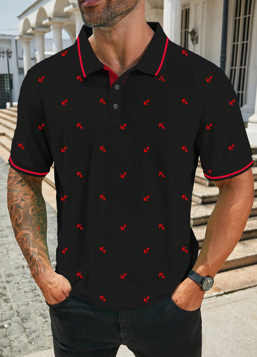 Черная поло SHEIN