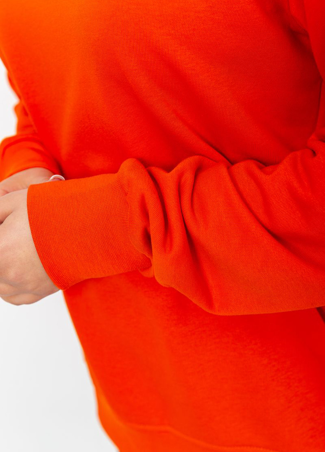 Свитшот Ager - Прямой крой однотонный оранжевый кэжуал, спортивный хлопок - (278802928)
