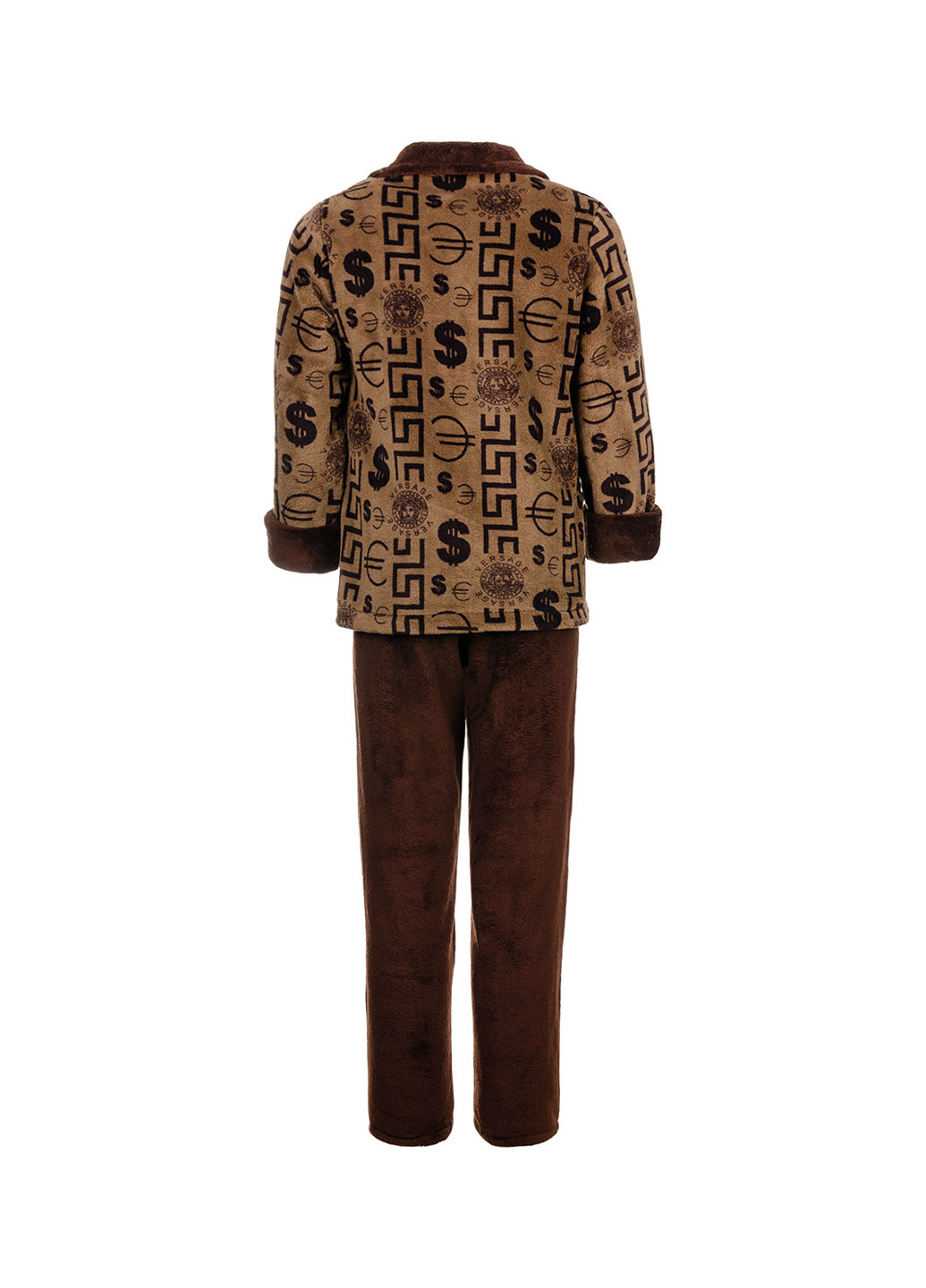 Пижама (толстовка, брюки) Elegans абстрактная коричневая домашняя хлопок, полиэстер