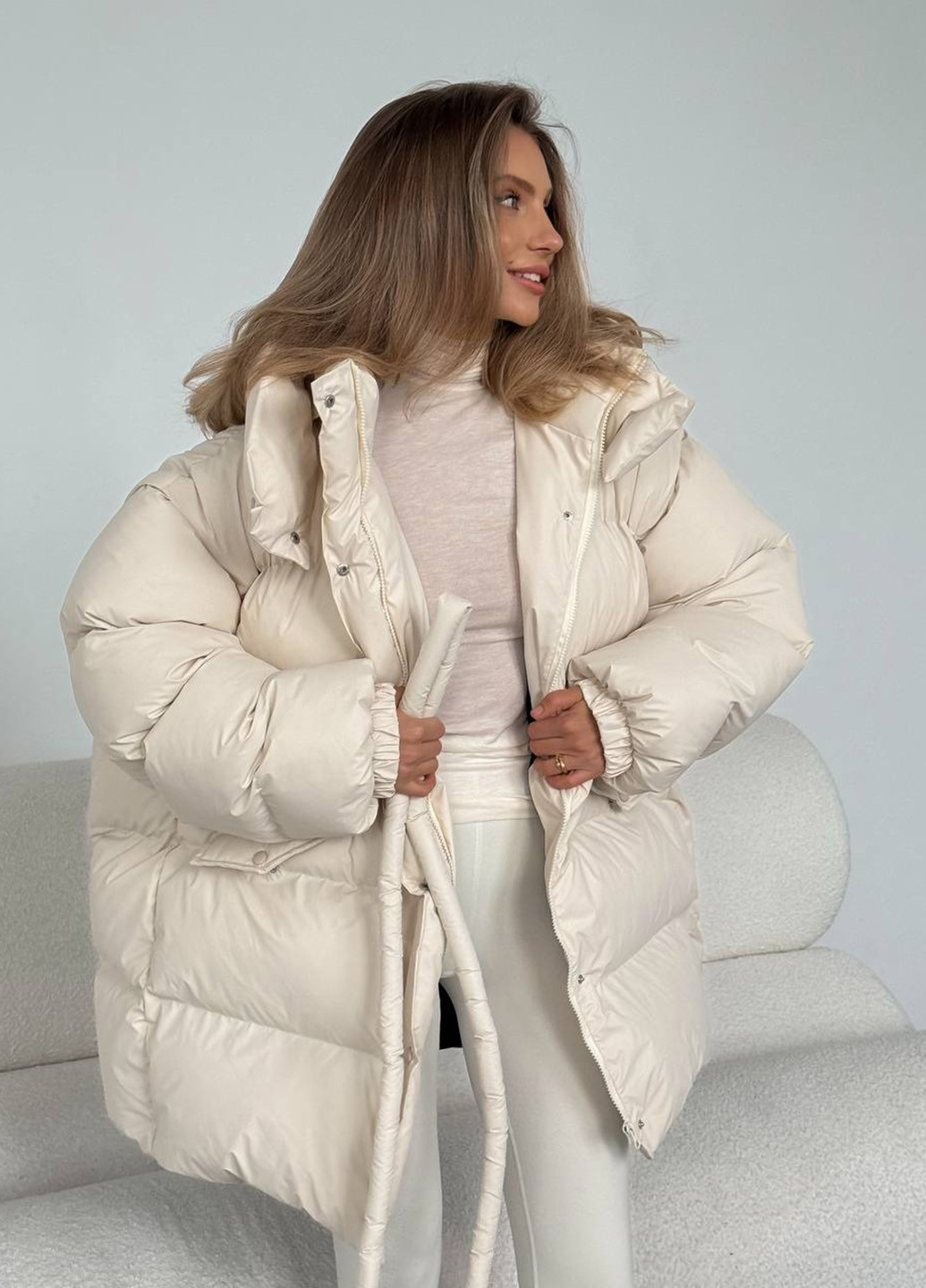 Молочна зимня куртка куртка-трансформер No Brand