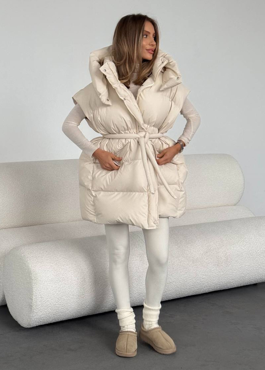 Молочна зимня куртка куртка-трансформер No Brand