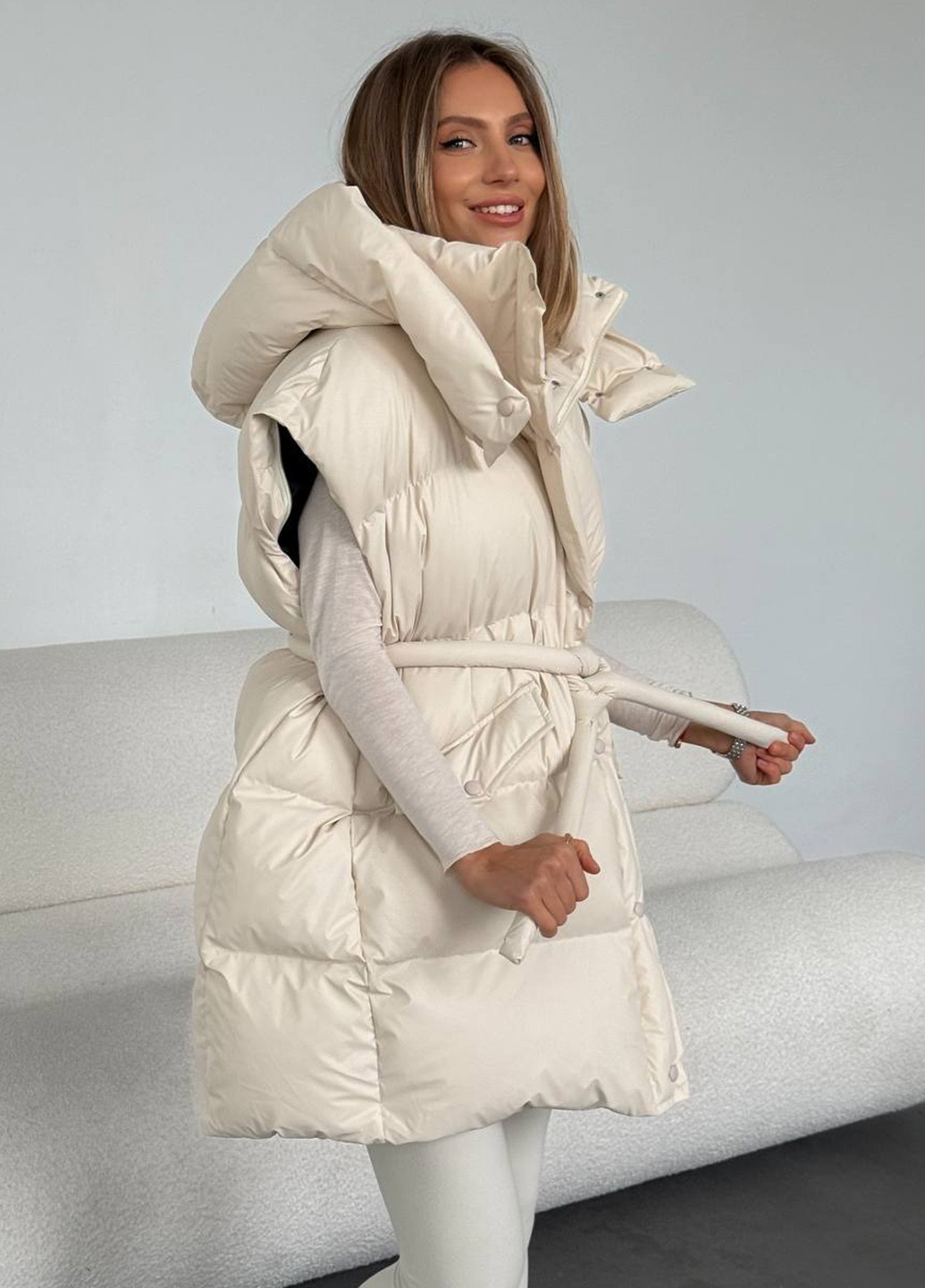 Молочна зимня куртка куртка-трансформер No Brand