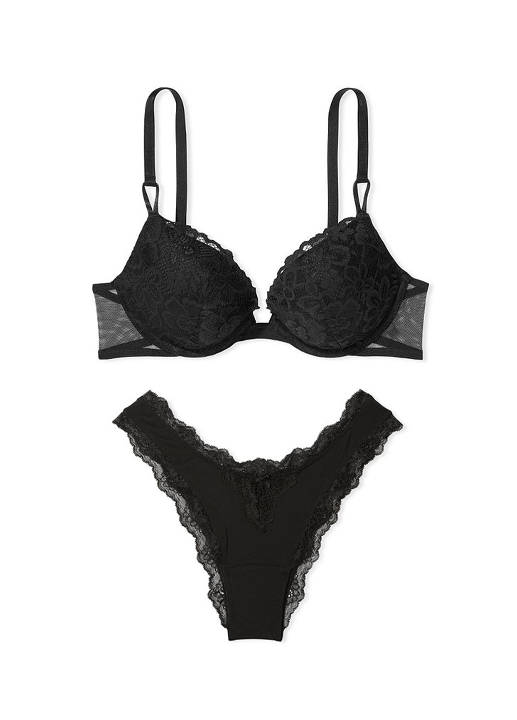 Чорний демісезонний комплект (бюстгальтер, трусики) Victoria's Secret