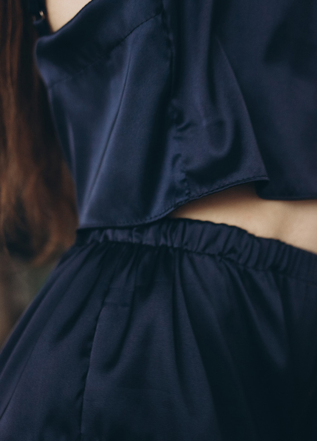 Темно-синяя всесезон пижама (топ, шорты) топ + шорты Kari Shop Atelier