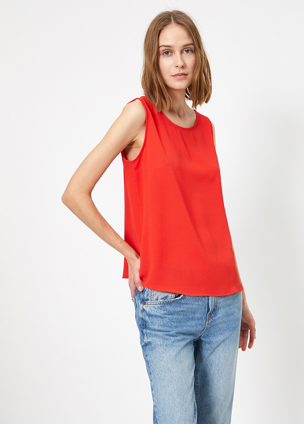 Светло-красная летняя блуза KOTON