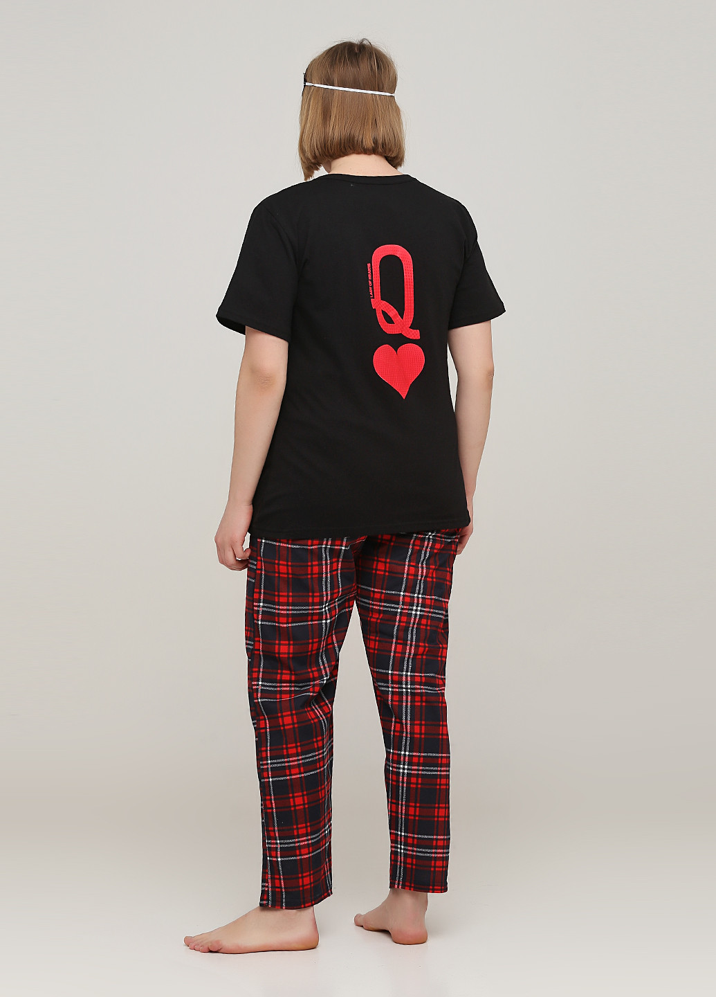 Червона всесезон піжама (футболка, штани, маска для сну) футболка + штани Трикомир