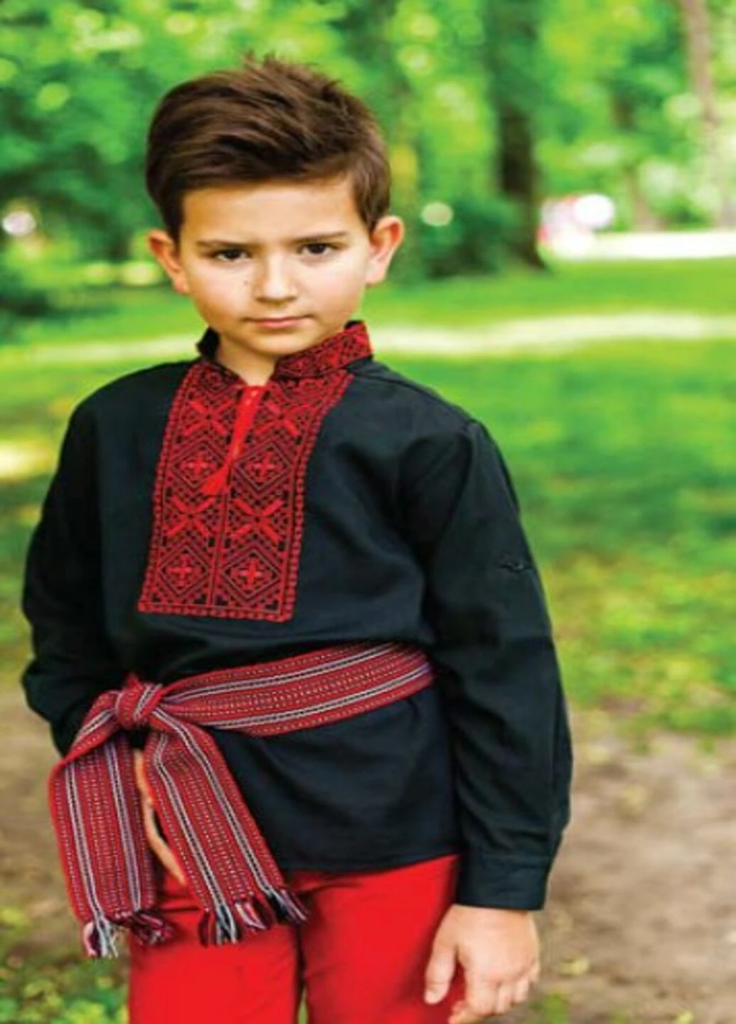 Чорна вишиванка колосок Piccolo L візерунок геометричний бавовна (200663373)