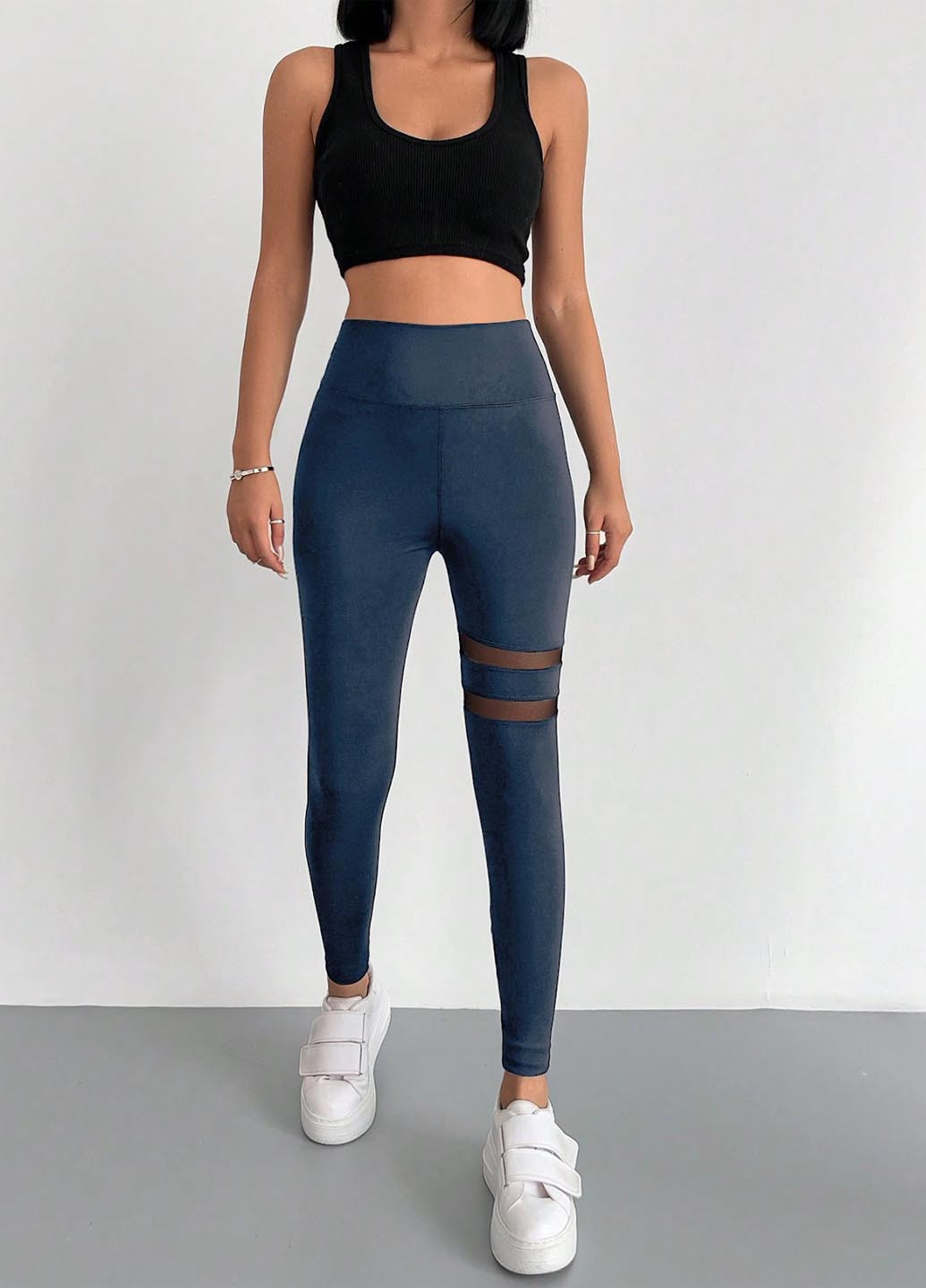 Серо-синие демисезонные леггинсы SHEIN