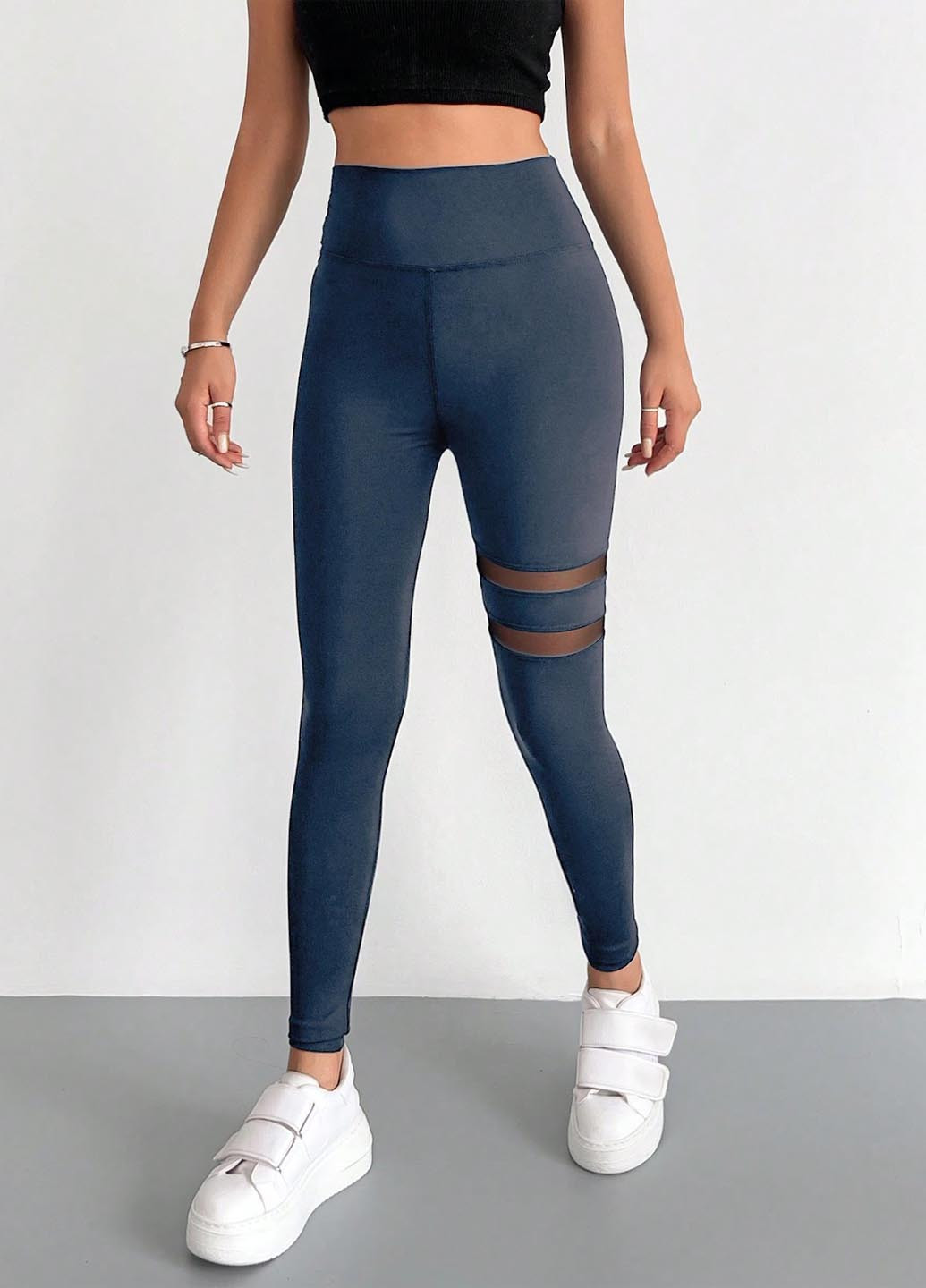 Серо-синие демисезонные леггинсы SHEIN