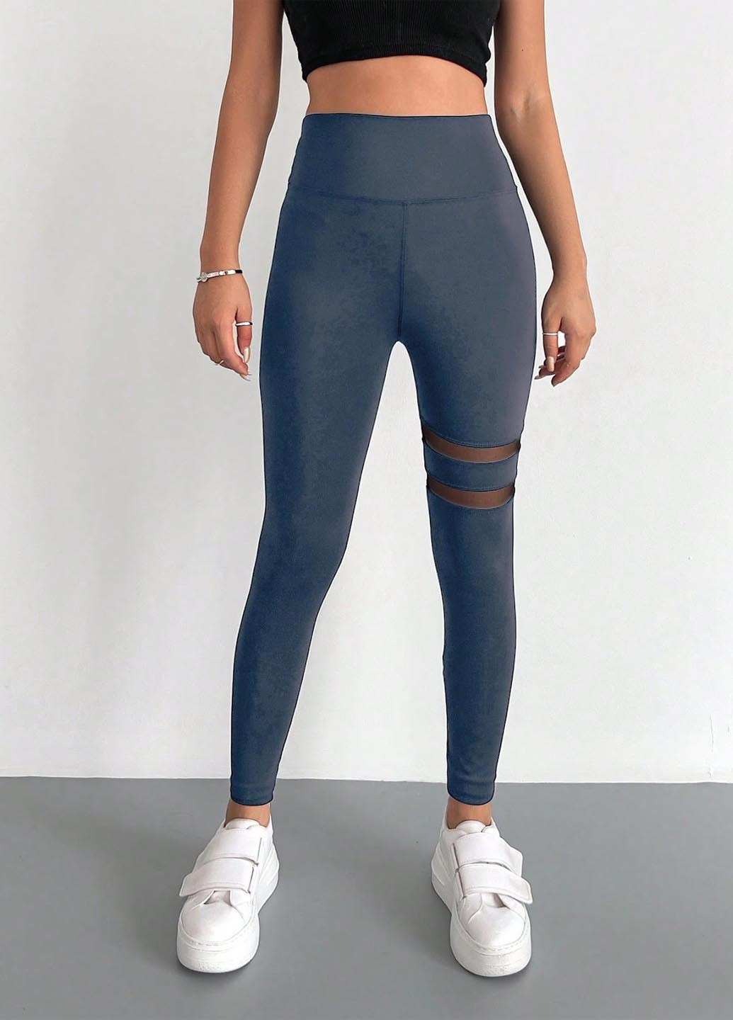 Серо-синие демисезонные леггинсы SHEIN