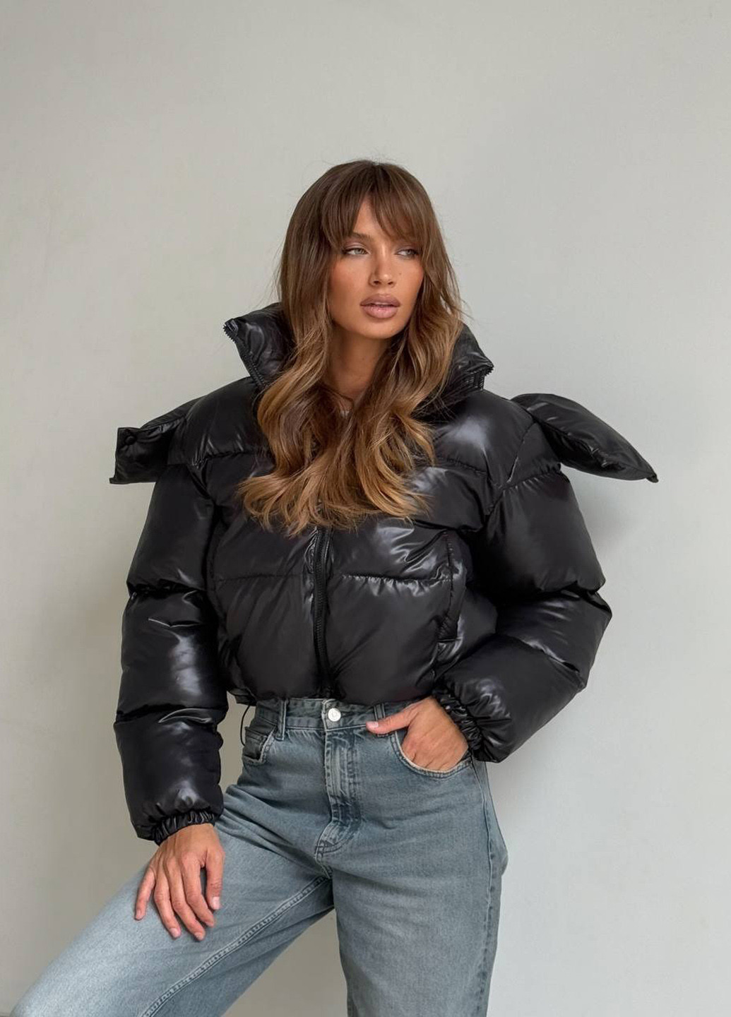 Черная зимняя куртка No Brand