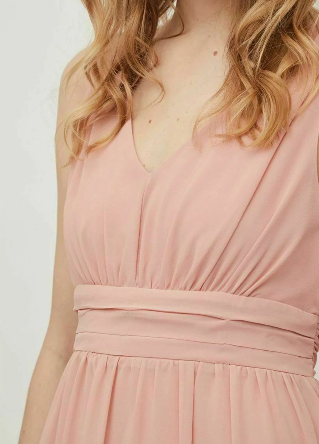 Розовое вечернее платье Vila однотонное