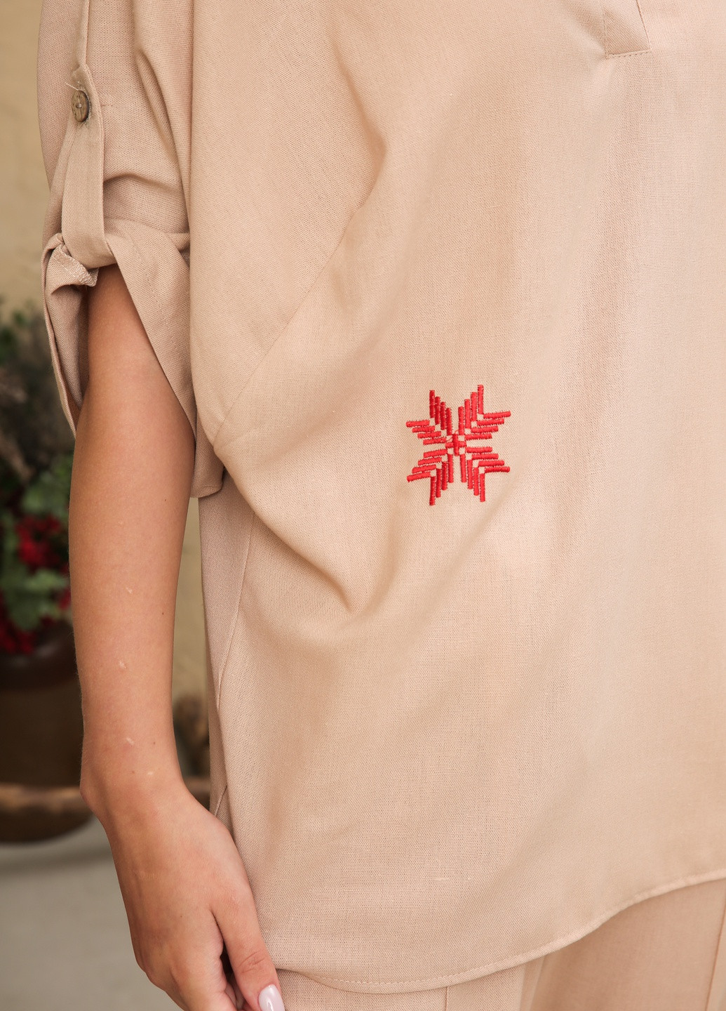із натурального льону з вільною блузкою - тунікою INNOE костюм (253831147)