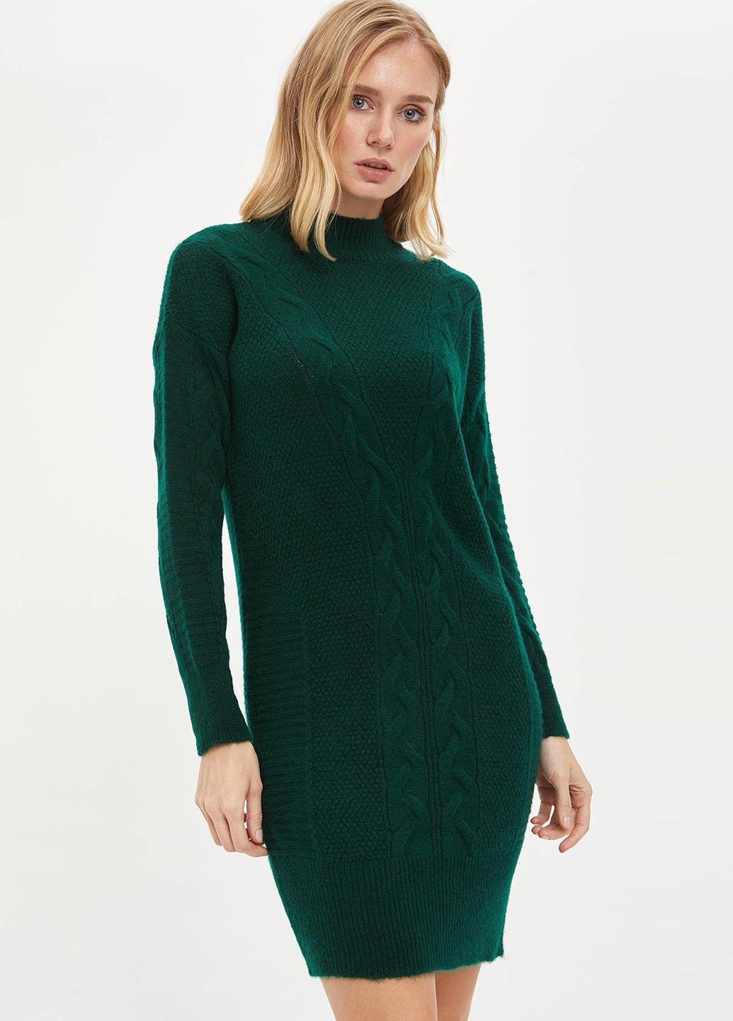 Темно-зелена кежуал сукня сукня-водолазка DeFacto
